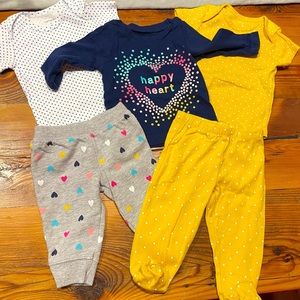 EUC Carters Bundle: 2 Pants, 2 onesies, 1 shirts